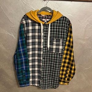 Mens Lewis Hamilton X Tommy Hilfiger Multi-Color Plaid Button Front Hoodie